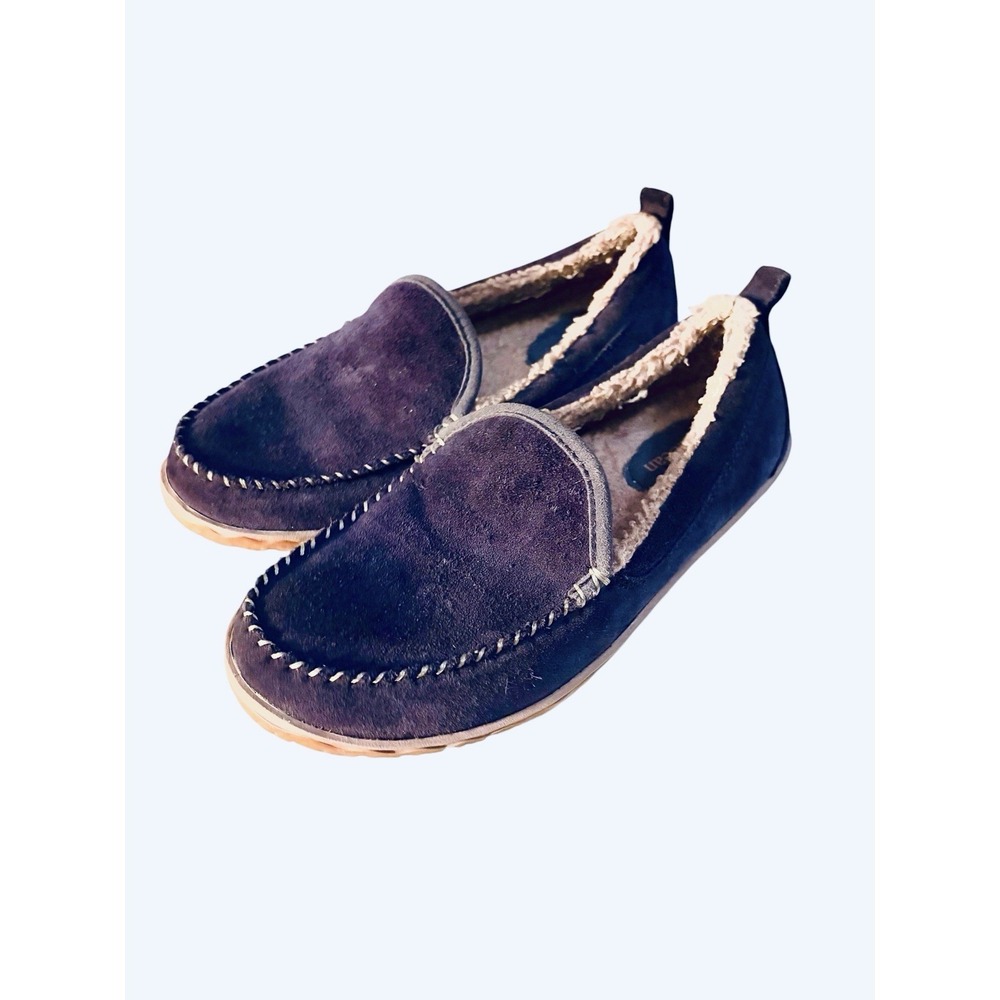 LL Bean Mountain Moccasins Women's Size 8 Fleece Raw Indigo
